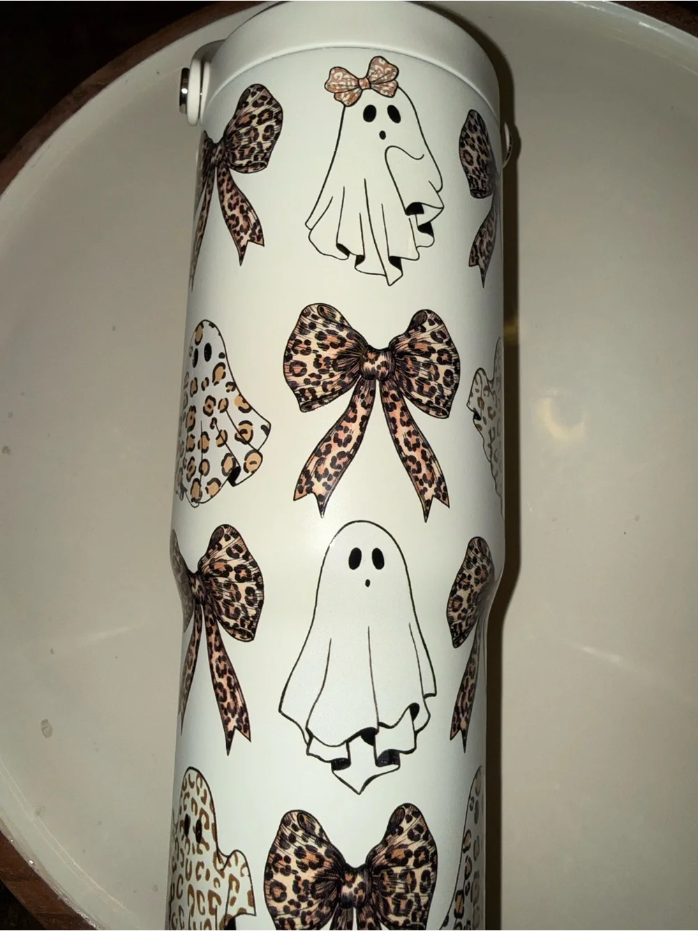 Creme Leopard Print Insulated Bottle